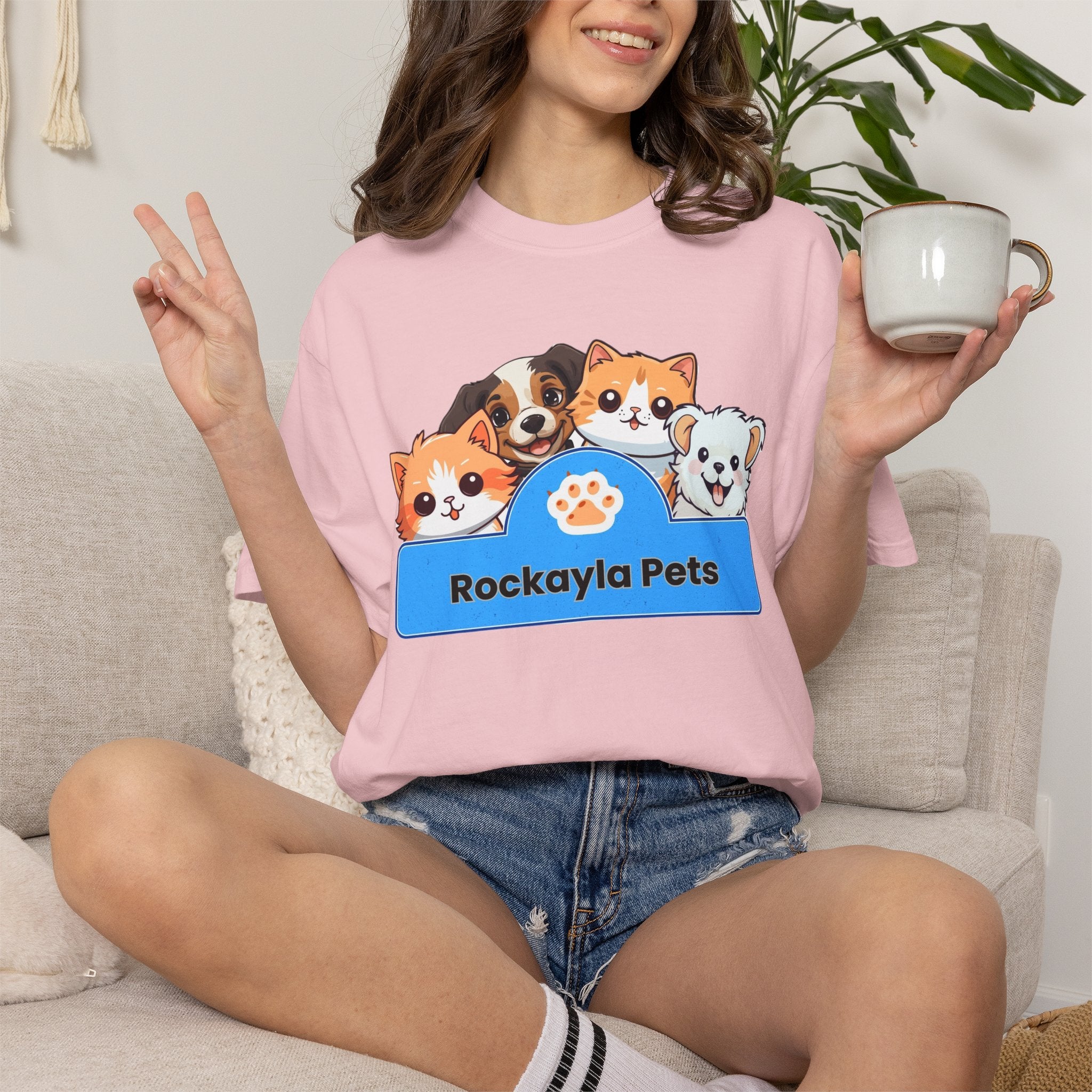 Rockayla Pets Cute Puppy & Kitten Graphic T-Shirt