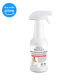 Pet protector spray bottle, white plastic trigger sprayer with label facing forward
