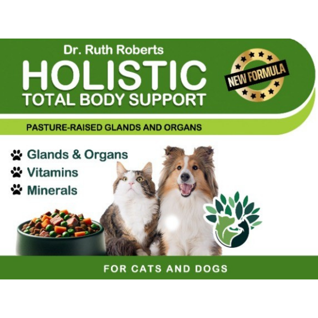 Pet multivitamin supplement label with “New Formula” badge and cat and dog graphics