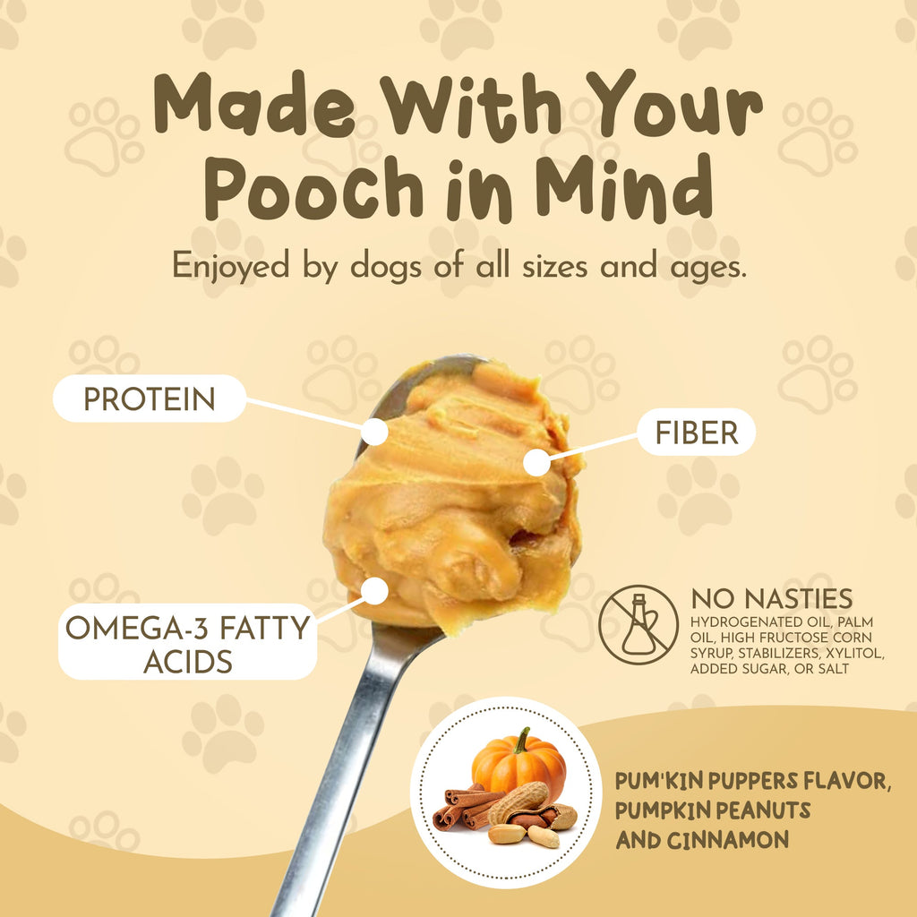Dawg Butter for Dogs peanut butter scoop illustration with label callouts