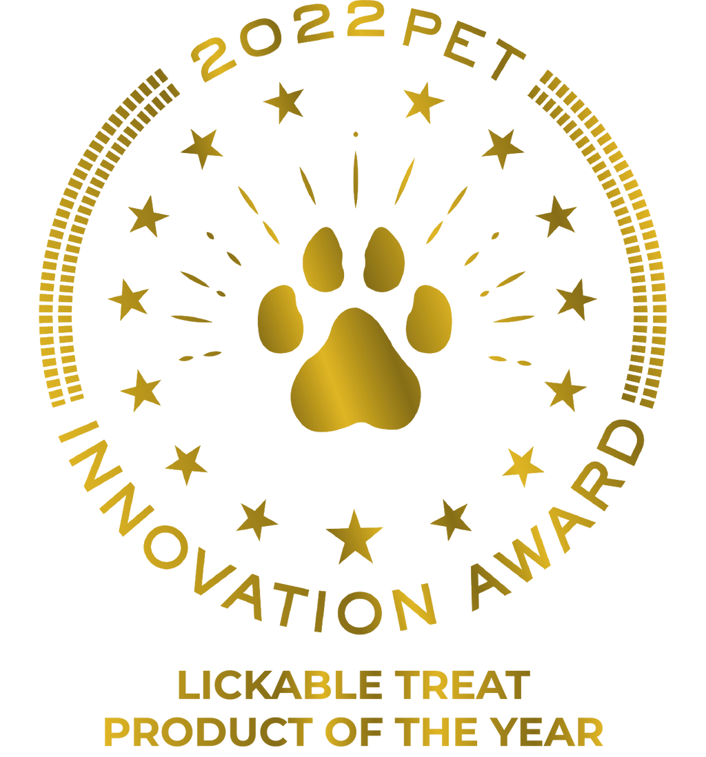 Dawg Butter award emblem with paw print center and gold star ring