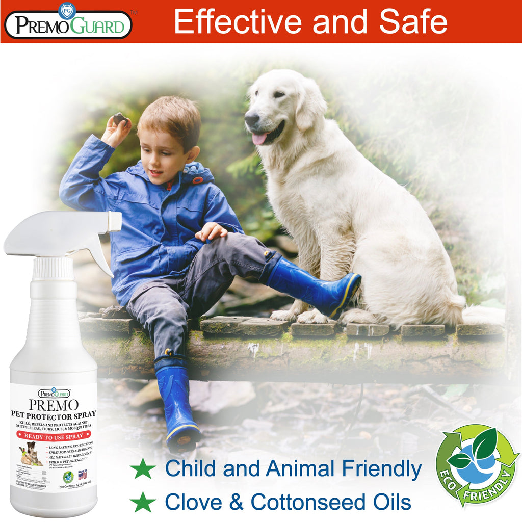 Pet protector spray bottle with pump sprayer, white bottle and label shown