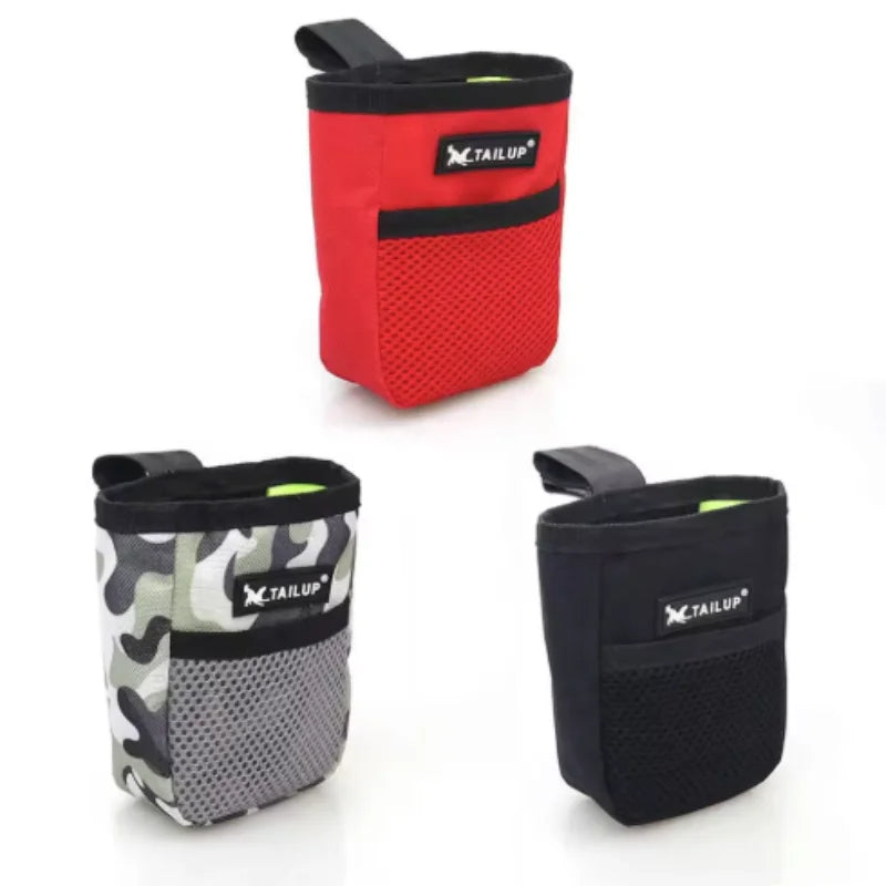 Training dog waist bag, red with mesh pocket; also camouflage and black versions