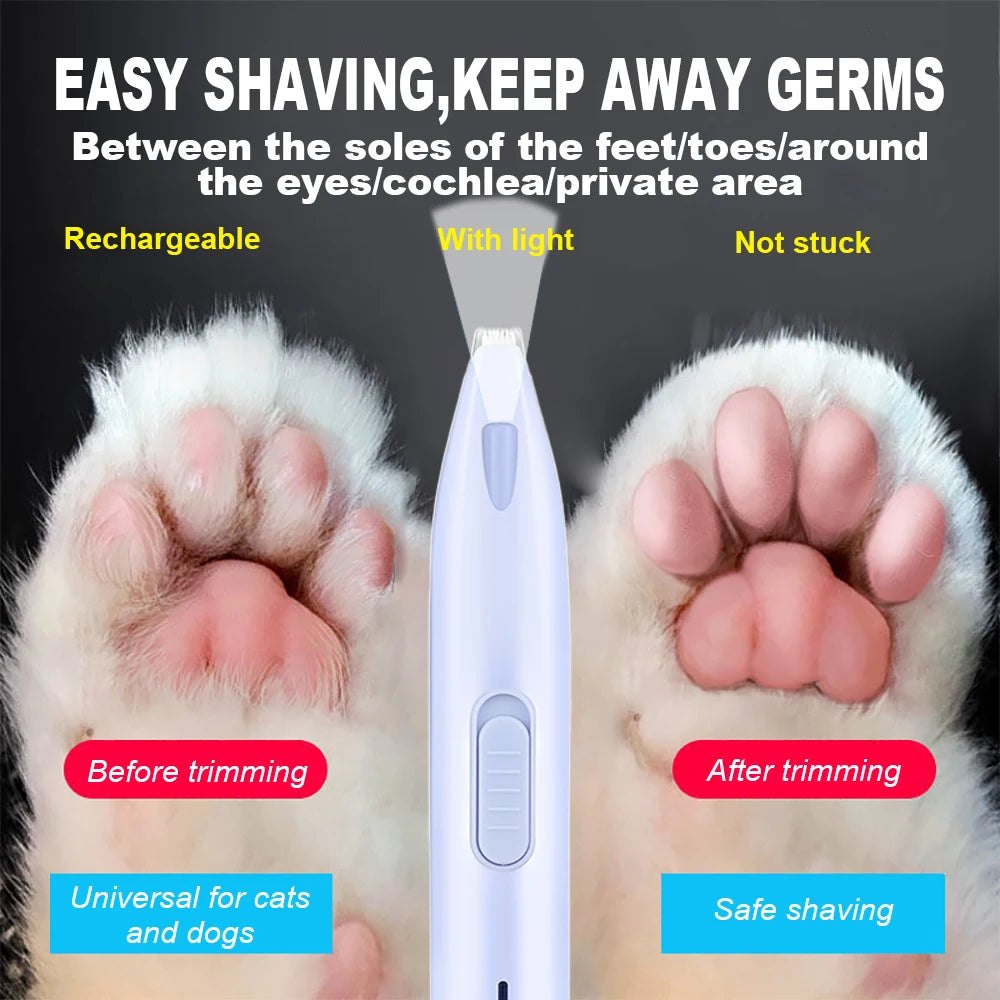 Electric dog hair trimmer, light blue handheld grooming device