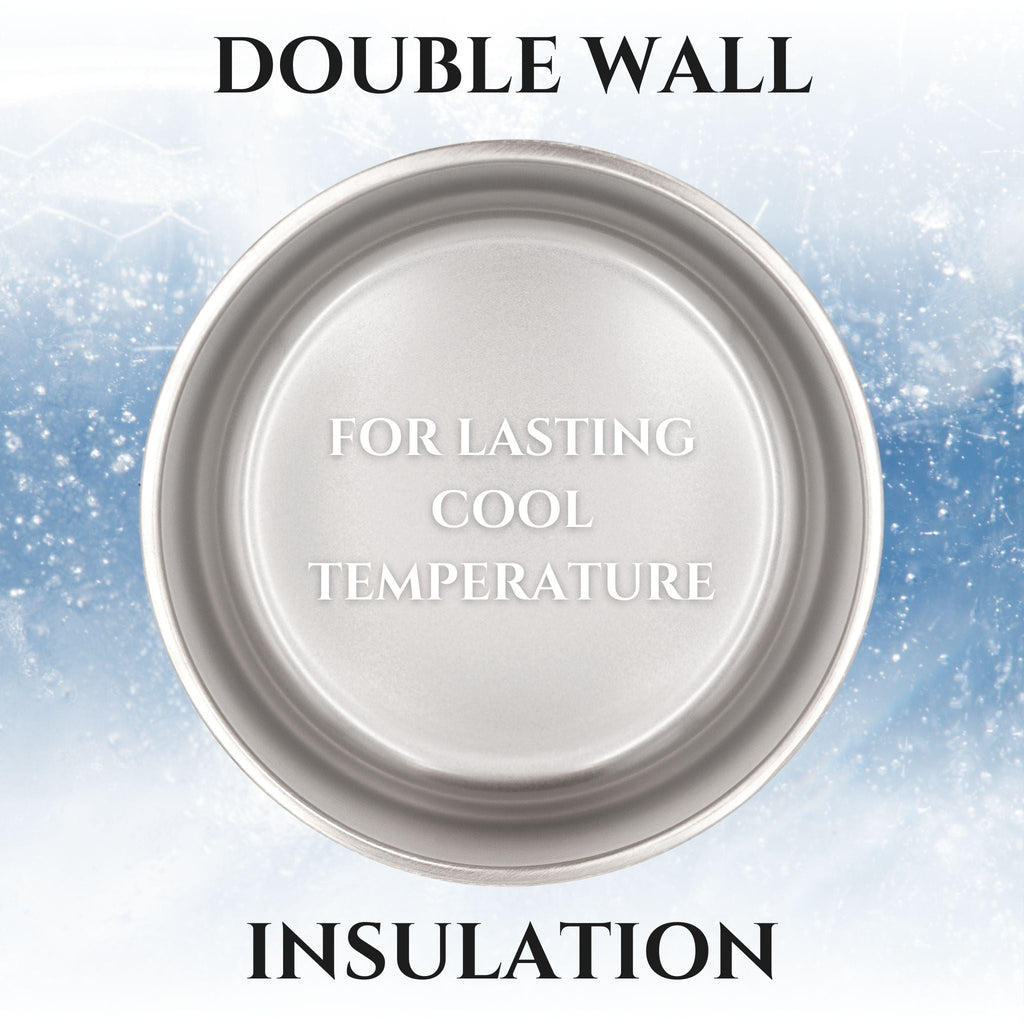 Double-wall stainless steel feeder bowl for lasting cool temperature
