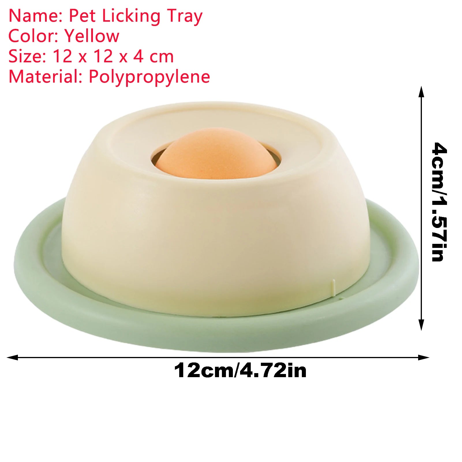 Slow feeder dog bowl in pale yellow with orange center and green-tinted outer base