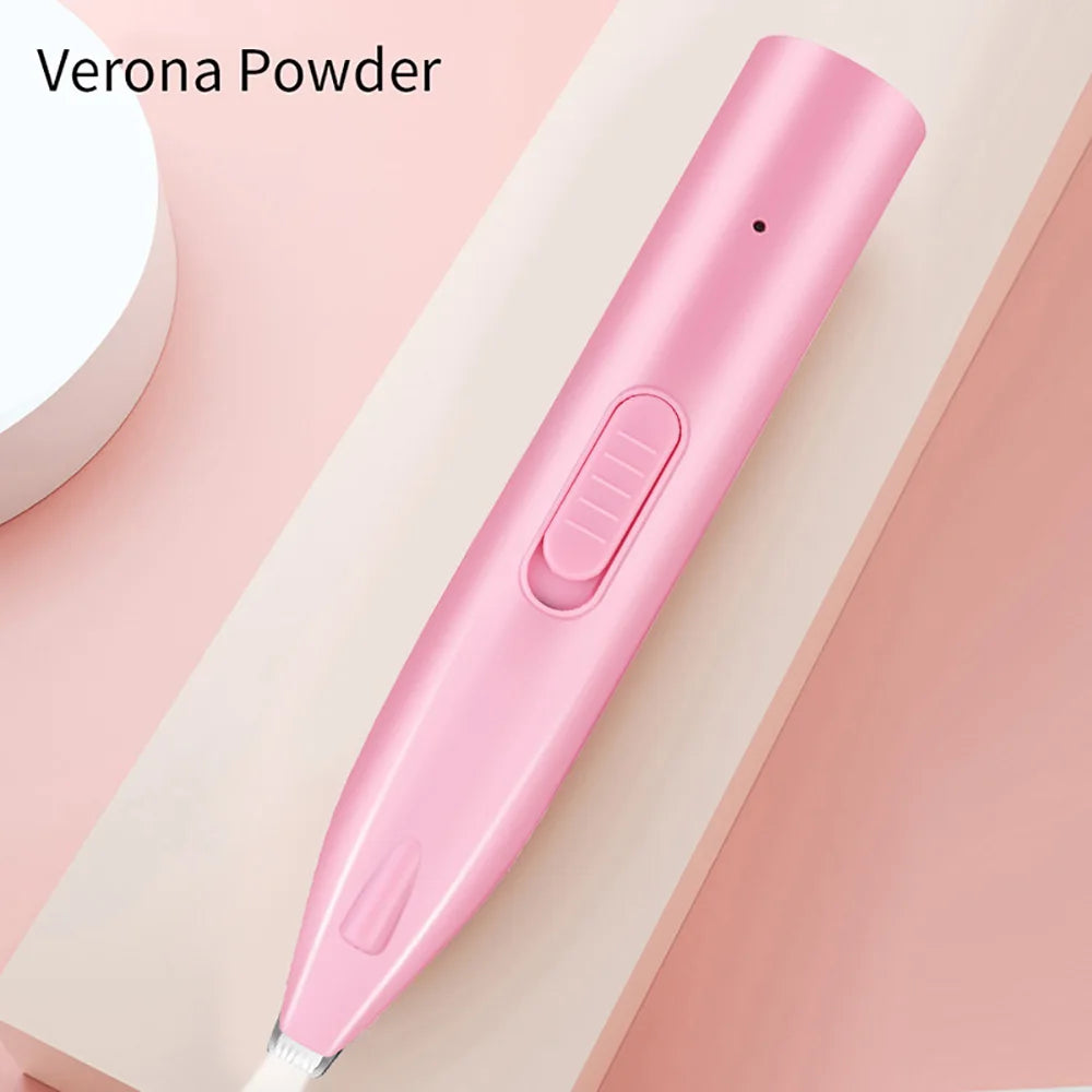 Electric dog hair trimmer, pink handheld device with light button