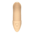 Beige silicone finger toothbrush with dense bristle nubs and soft finger handle
