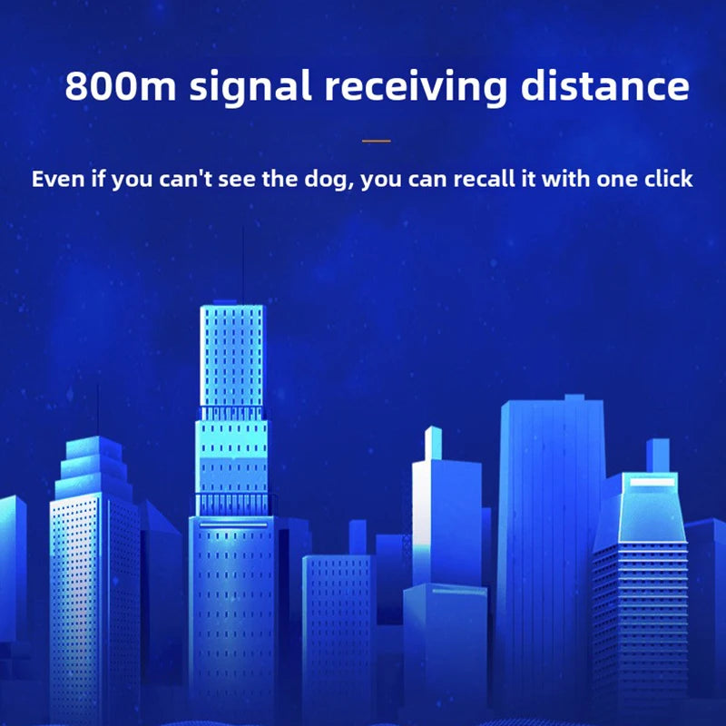 Dog training remote signal range graphic, 800m