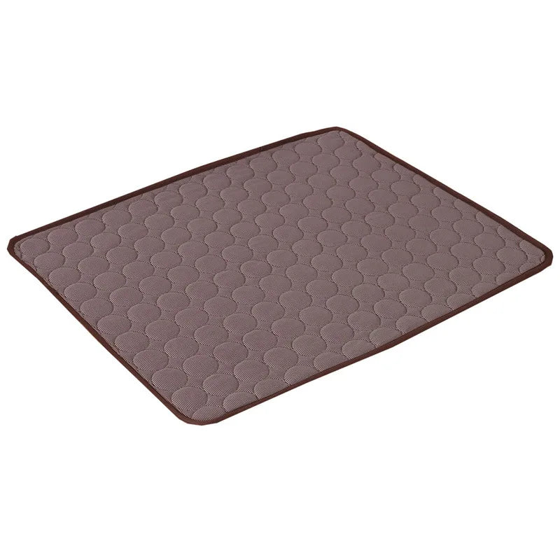 Dog cooling mat, brown textured surface with raised wave pattern
