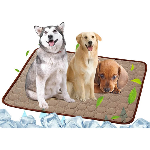 Coffee-brown cooling dog mat with quilted bubble-texture surface