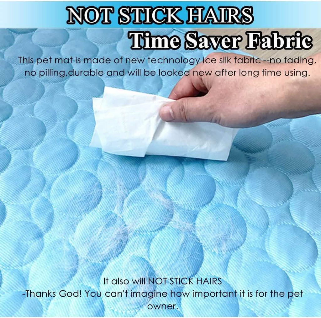 Light blue washable dog cooling mat with raised circular textured surface